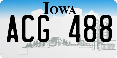 IA license plate ACG488