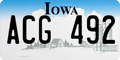 IA license plate ACG492