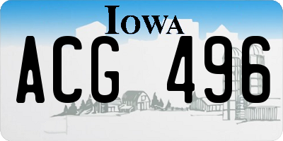 IA license plate ACG496