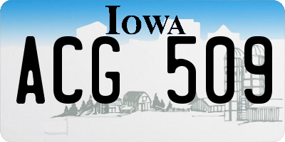 IA license plate ACG509