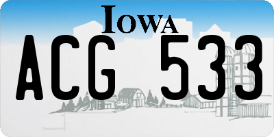 IA license plate ACG533