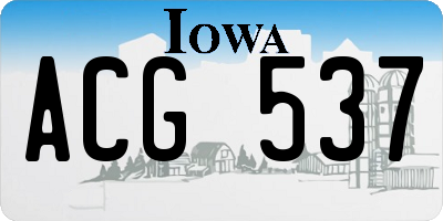 IA license plate ACG537