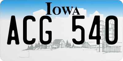 IA license plate ACG540