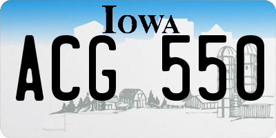 IA license plate ACG550