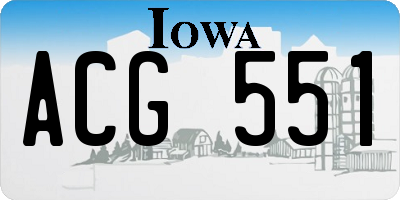 IA license plate ACG551