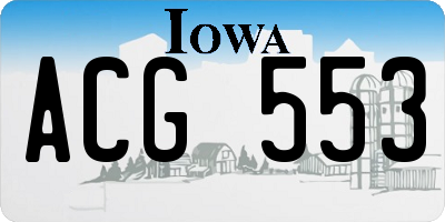 IA license plate ACG553