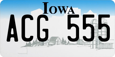 IA license plate ACG555