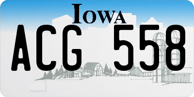 IA license plate ACG558