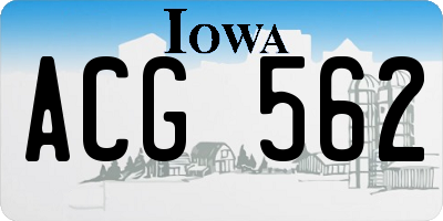 IA license plate ACG562