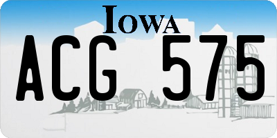 IA license plate ACG575