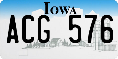 IA license plate ACG576