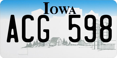 IA license plate ACG598