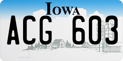 IA license plate ACG603
