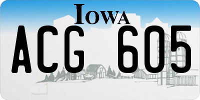 IA license plate ACG605