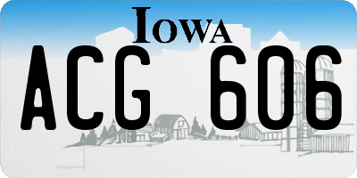 IA license plate ACG606