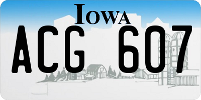 IA license plate ACG607