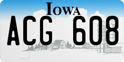 IA license plate ACG608