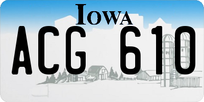 IA license plate ACG610