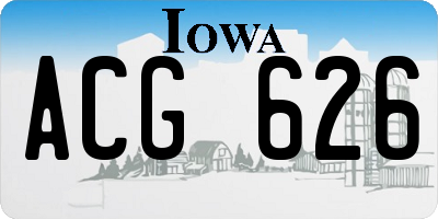 IA license plate ACG626