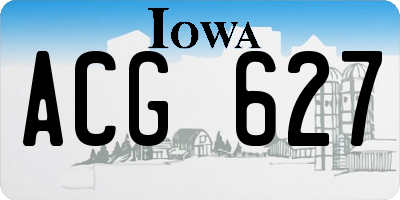 IA license plate ACG627