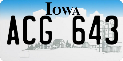 IA license plate ACG643