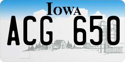 IA license plate ACG650