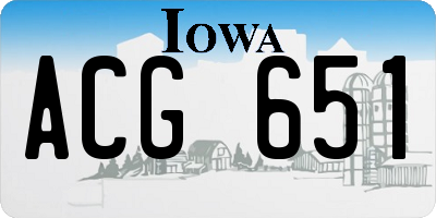 IA license plate ACG651
