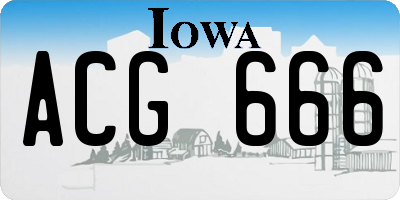 IA license plate ACG666