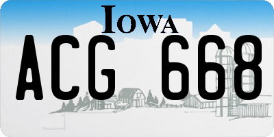 IA license plate ACG668
