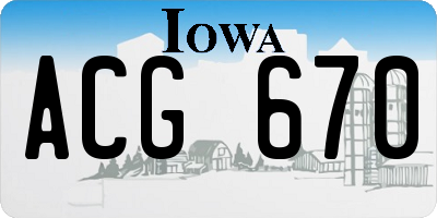 IA license plate ACG670