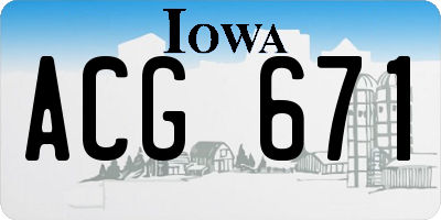 IA license plate ACG671