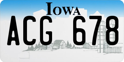 IA license plate ACG678