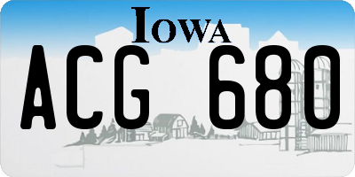 IA license plate ACG680