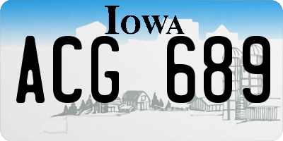 IA license plate ACG689