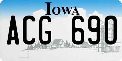 IA license plate ACG690