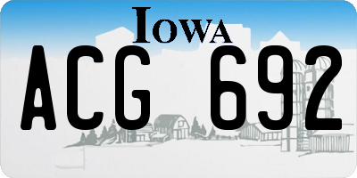 IA license plate ACG692