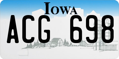 IA license plate ACG698