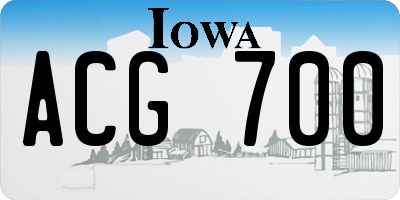 IA license plate ACG700