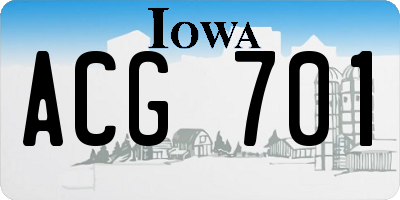 IA license plate ACG701