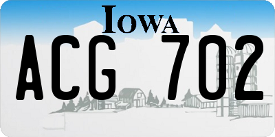 IA license plate ACG702