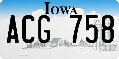 IA license plate ACG758
