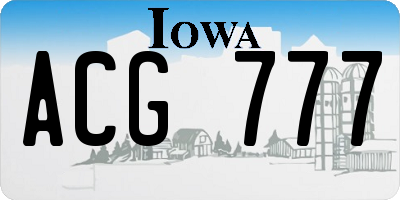 IA license plate ACG777