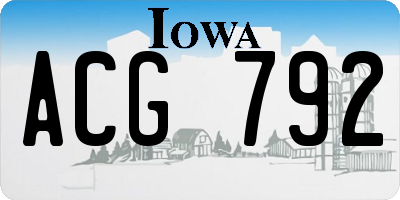 IA license plate ACG792