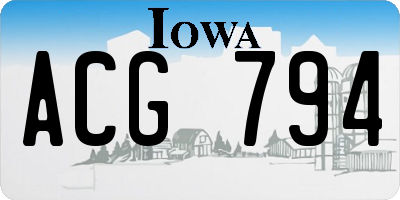 IA license plate ACG794