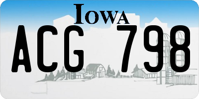 IA license plate ACG798