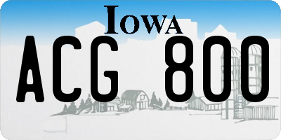 IA license plate ACG800