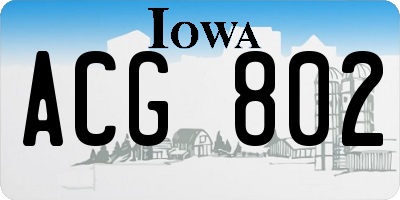 IA license plate ACG802