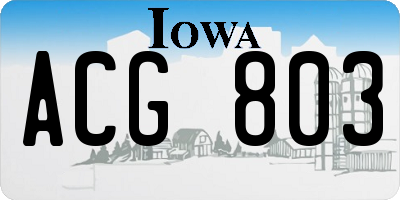 IA license plate ACG803