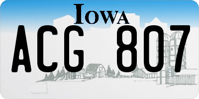 IA license plate ACG807