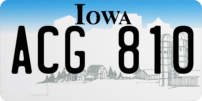 IA license plate ACG810